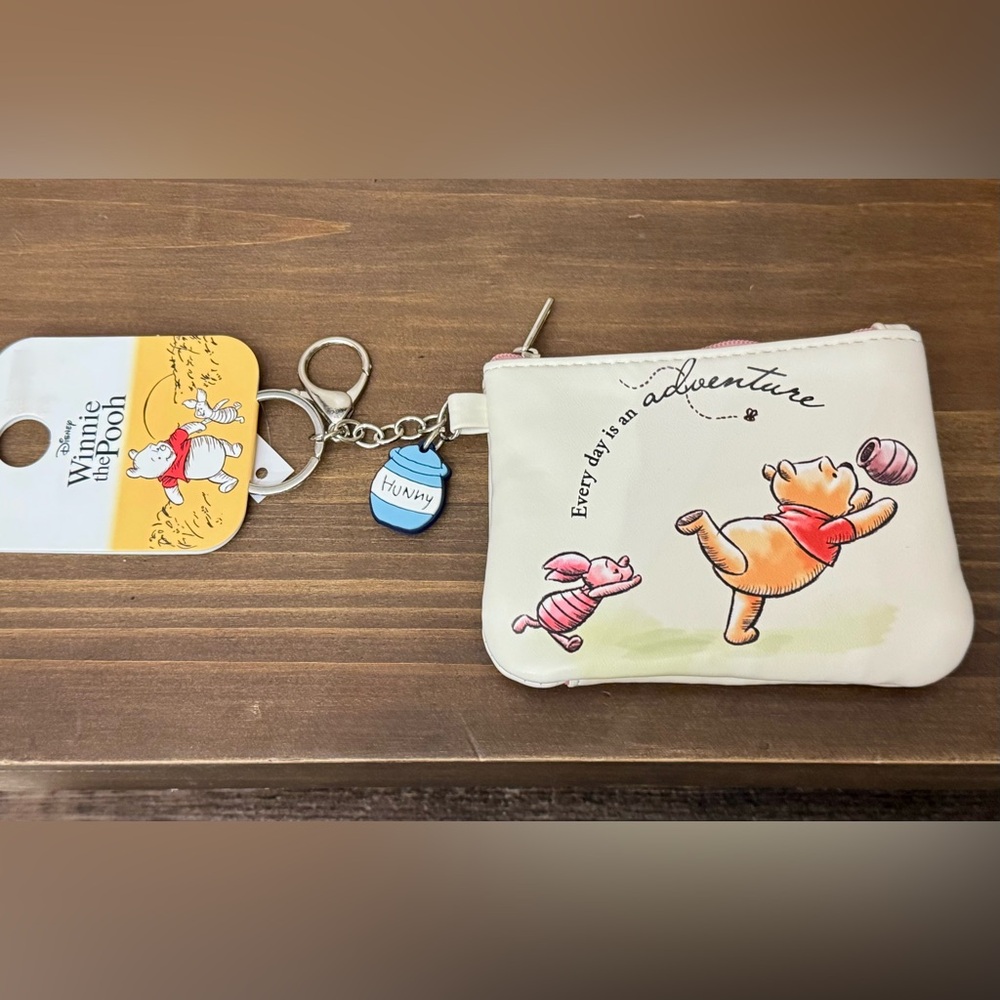 Winnie the Pooh Piglet & Pooh Zip Pouch Keychain - Cream/Pink